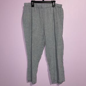 Eileen Fisher Organic Linen Pants Women M Pull On Lagenlook Frayed Sustainable
